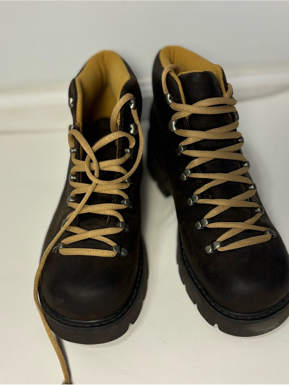 American Eagle Outfitters Dark Brown Lace-Up Boots with Tan Laces